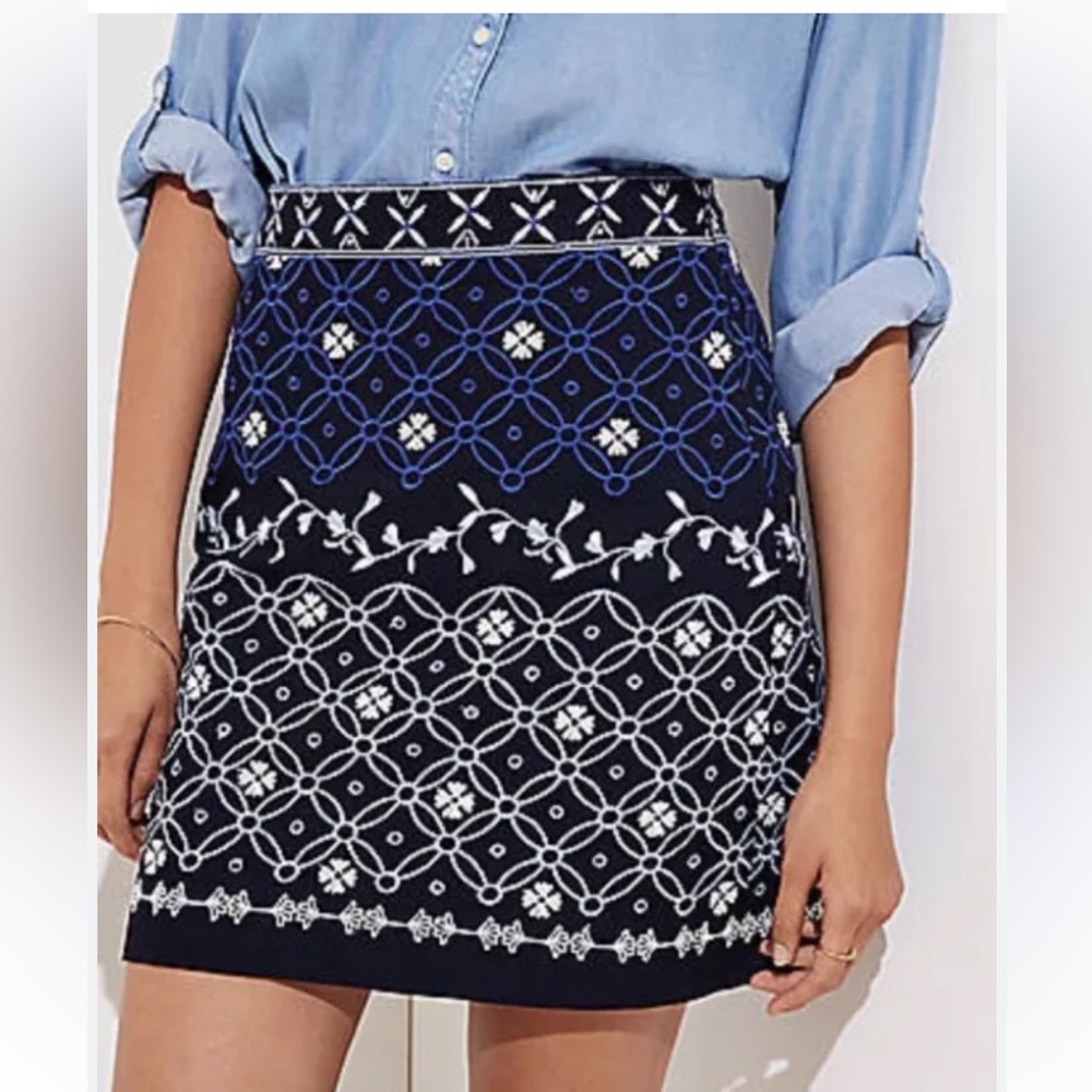 NWT Loft Embroidered mini skirt